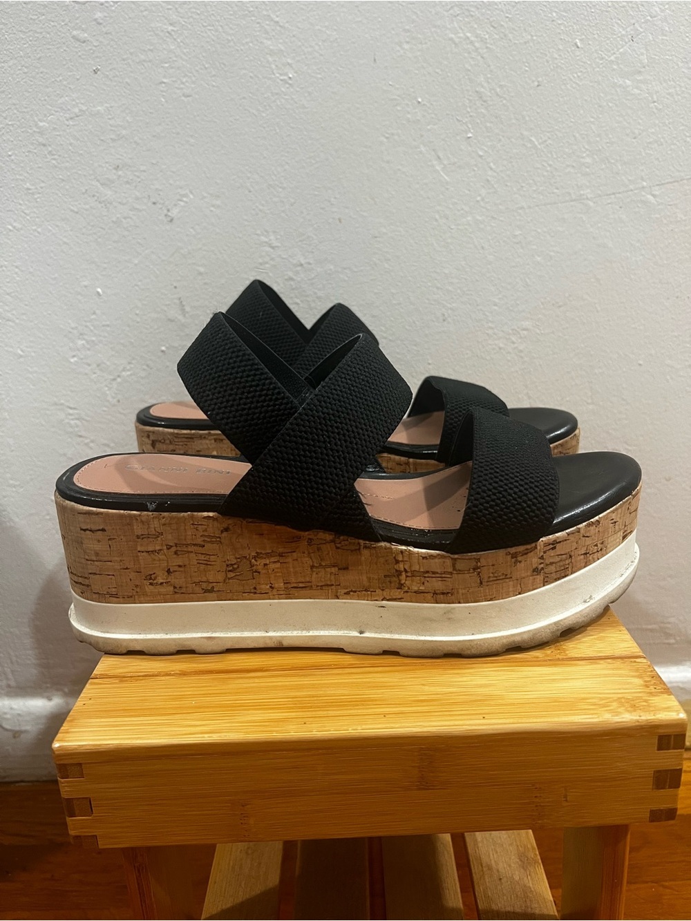Gianni Bini Briarre Cork Wedge Platform Chunky Sandals Y2K Women’s 8.5 Resort